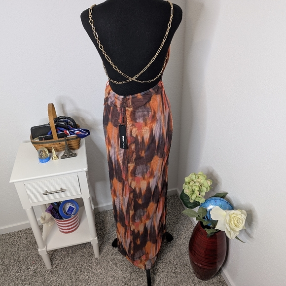 NWT Chain Reaction Mesh Maxi Dress - Rust/combo - Picture 5 of 9